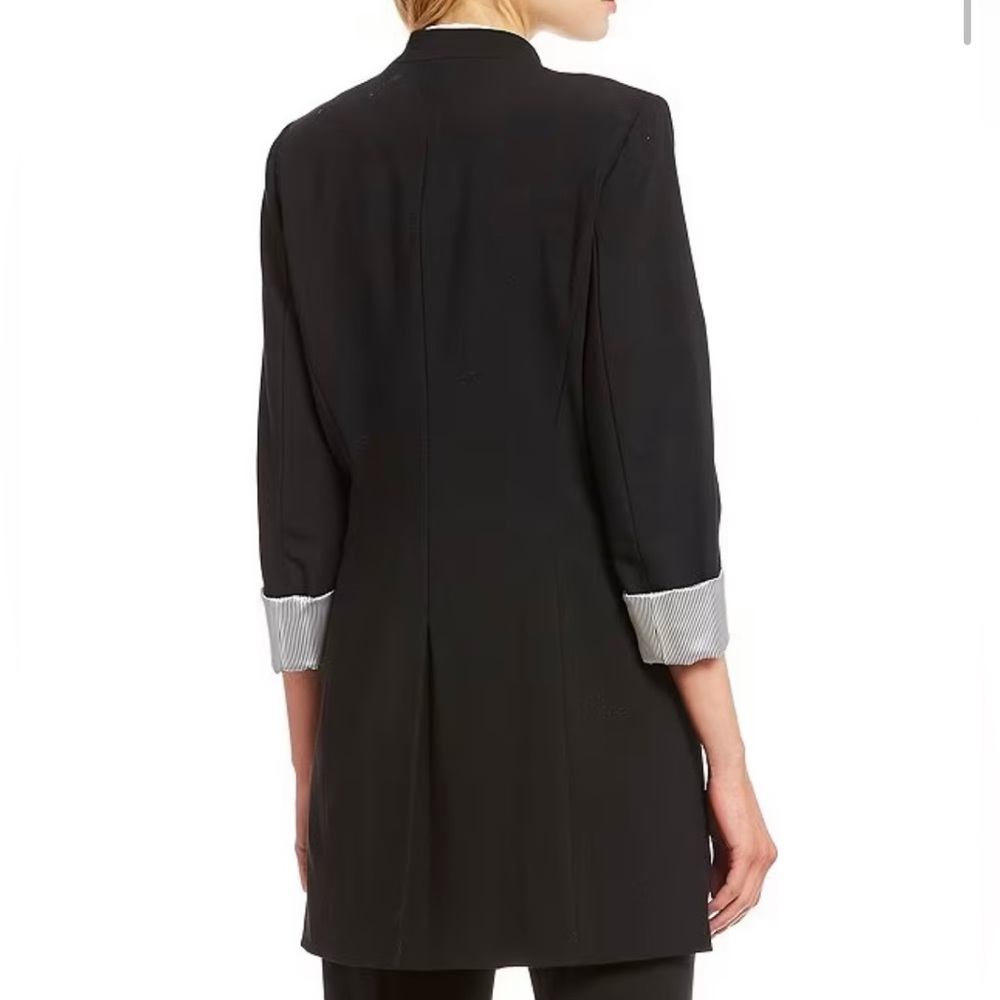 this is a calvin klein long open front blazer jacket